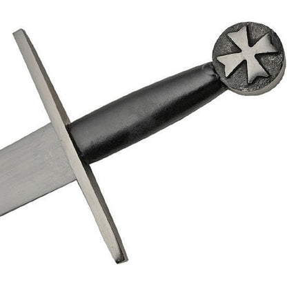Cross Guard Carbon Steel Blade Sword with Belt and Black Leather Wrapped Handle