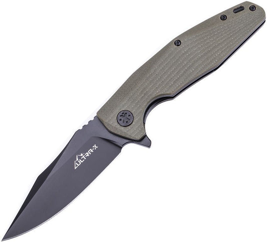 Ultra X Knives Hugger Green Handle with Black Blade